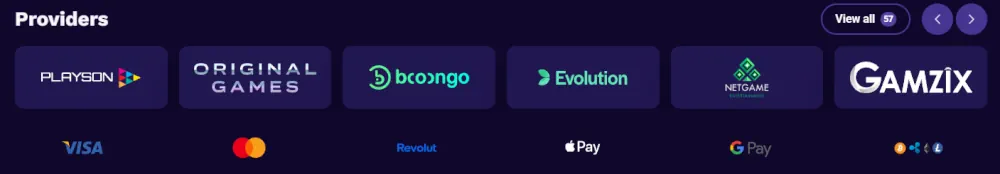 LiraSpin top software providers and secure payment processing logos